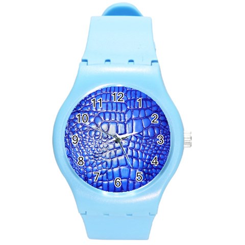 Ll Alligator Deep Blue Round Plastic Sport Watch Medium from ArtsNow.com Front