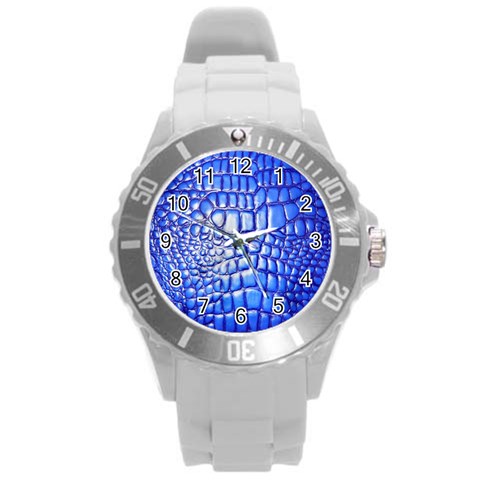 Ll Alligator Deep Blue Round Plastic Sport Watch Large from ArtsNow.com Front