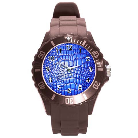 Ll Alligator Deep Blue Round Plastic Sport Watch Large from ArtsNow.com Front