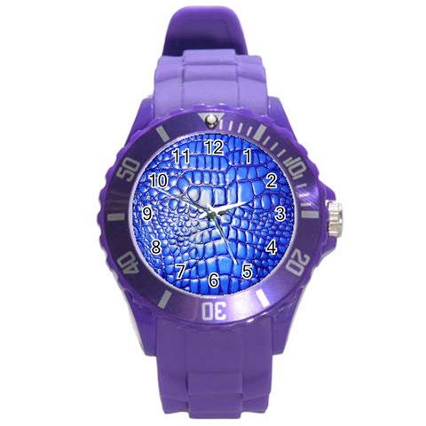 Ll Alligator Deep Blue Round Plastic Sport Watch Large from ArtsNow.com Front