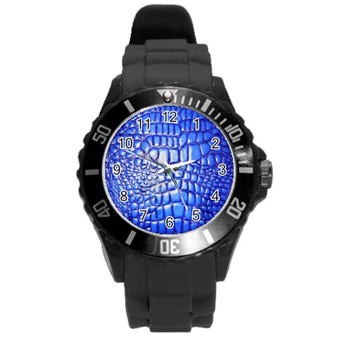 Ll Alligator Deep Blue Round Plastic Sport Watch Large from ArtsNow.com Front