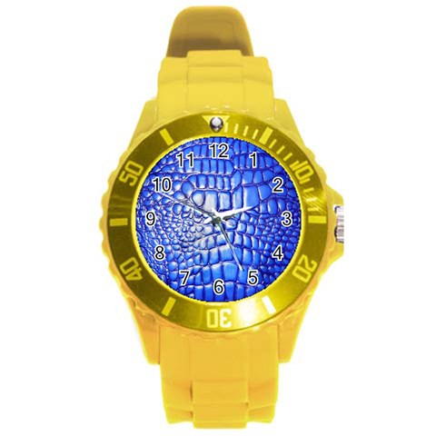 Ll Alligator Deep Blue Round Plastic Sport Watch Large from ArtsNow.com Front