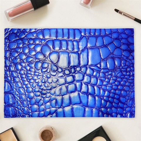 Ll Alligator Deep Blue Cosmetic Bag (XXL) from ArtsNow.com Front