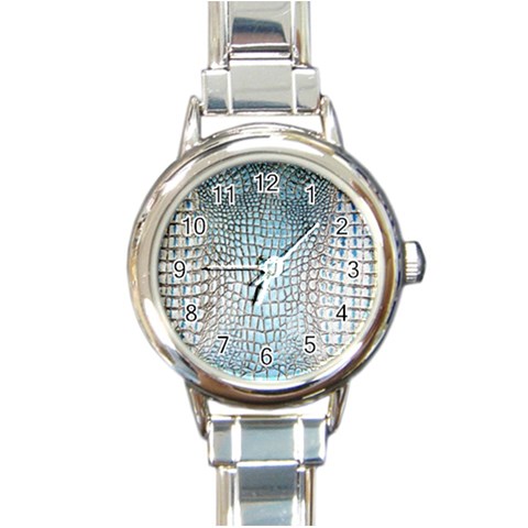 Ll Alligator Blue Round Italian Charm Watch from ArtsNow.com Front