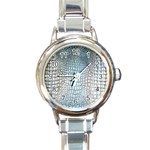 Ll Alligator Blue Round Italian Charm Watch