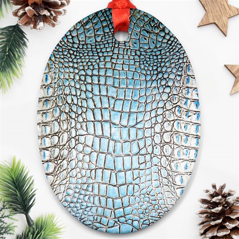 Ll Alligator Blue Ornament (Oval) from ArtsNow.com Front