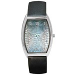 Ll Alligator Blue Barrel Style Metal Watch