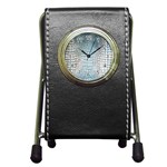 Ll Alligator Blue Pen Holder Desk Clock