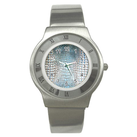 Ll Alligator Blue Stainless Steel Watch from ArtsNow.com Front