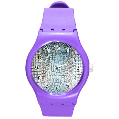 Ll Alligator Blue Round Plastic Sport Watch Medium from ArtsNow.com Front