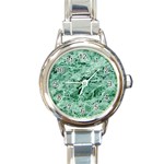 12x12 Gemstone Green Marble Round Italian Charm Watch