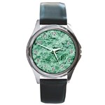 12x12 Gemstone Green Marble Round Metal Watch