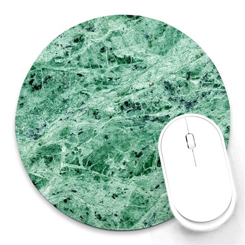 12x12 Gemstone Green Marble Round Mousepad from ArtsNow.com Front