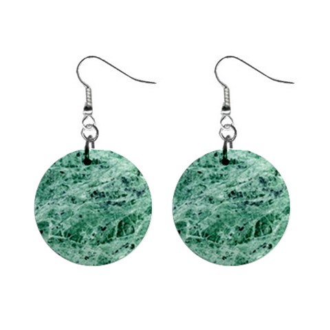 12x12 Gemstone Green Marble 1  Button Earrings from ArtsNow.com Front