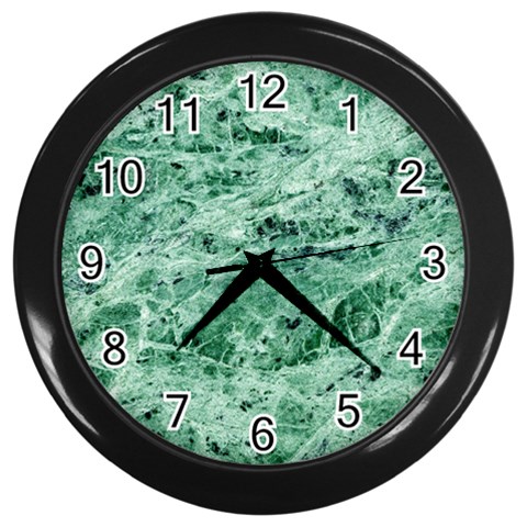 12x12 Gemstone Green Marble Wall Clock (Black) from ArtsNow.com Front