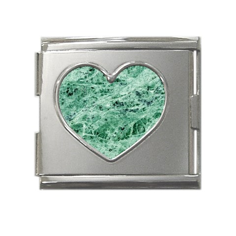 12x12 Gemstone Green Marble Mega Link Heart Italian Charm (18mm) from ArtsNow.com Front