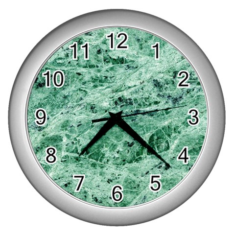 12x12 Gemstone Green Marble Wall Clock (Silver) from ArtsNow.com Front