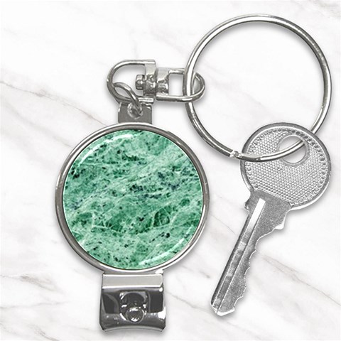 12x12 Gemstone Green Marble Nail Clippers Key Chain from ArtsNow.com Front