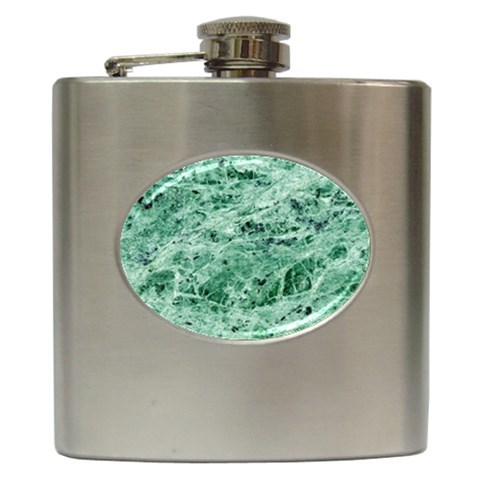 12x12 Gemstone Green Marble Hip Flask (6 oz) from ArtsNow.com Front