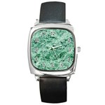 12x12 Gemstone Green Marble Square Metal Watch