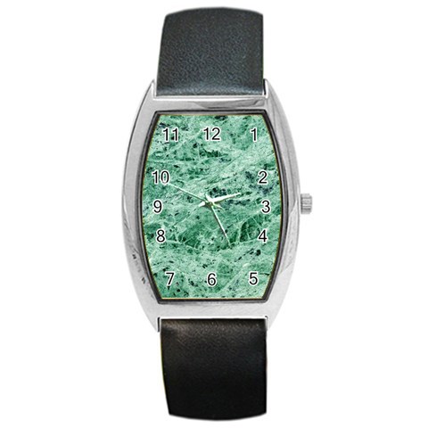 12x12 Gemstone Green Marble Barrel Style Metal Watch from ArtsNow.com Front