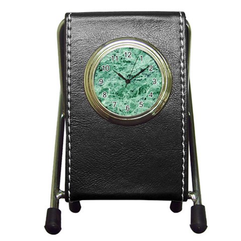 12x12 Gemstone Green Marble Pen Holder Desk Clock from ArtsNow.com Front