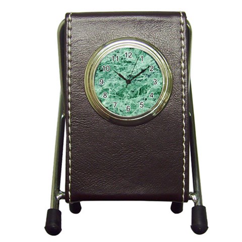 12x12 Gemstone Green Marble Pen Holder Desk Clock from ArtsNow.com Front