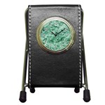 12x12 Gemstone Green Marble Pen Holder Desk Clock