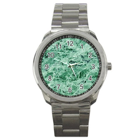 12x12 Gemstone Green Marble Sport Metal Watch from ArtsNow.com Front