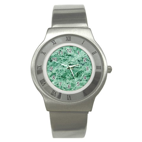 12x12 Gemstone Green Marble Stainless Steel Watch from ArtsNow.com Front