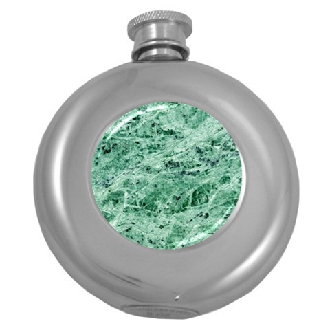 12x12 Gemstone Green Marble Hip Flask (5 oz) from ArtsNow.com Front