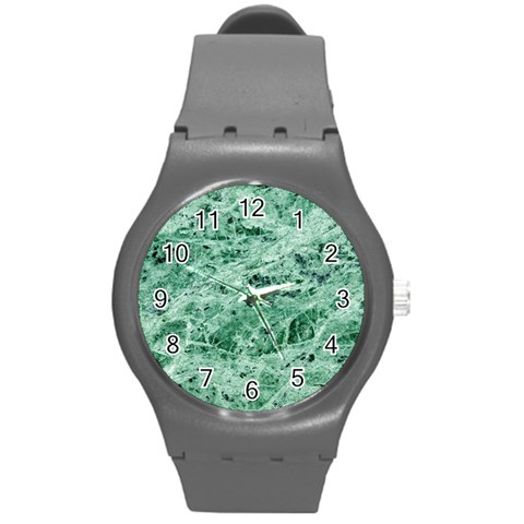 12x12 Gemstone Green Marble Round Plastic Sport Watch Medium from ArtsNow.com Front