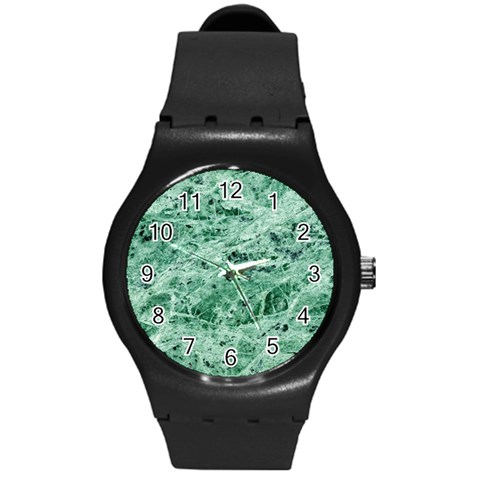 12x12 Gemstone Green Marble Round Plastic Sport Watch Medium from ArtsNow.com Front