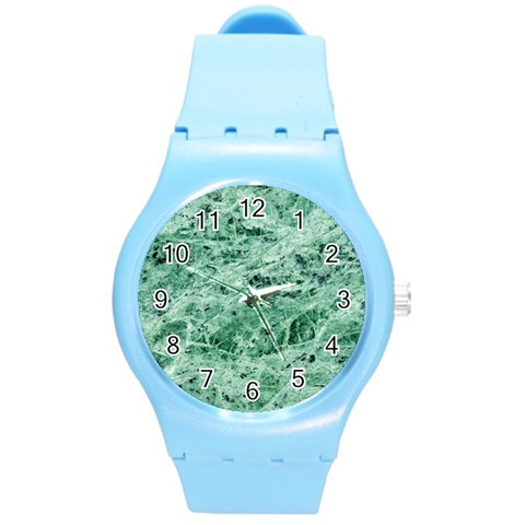 12x12 Gemstone Green Marble Round Plastic Sport Watch Medium from ArtsNow.com Front