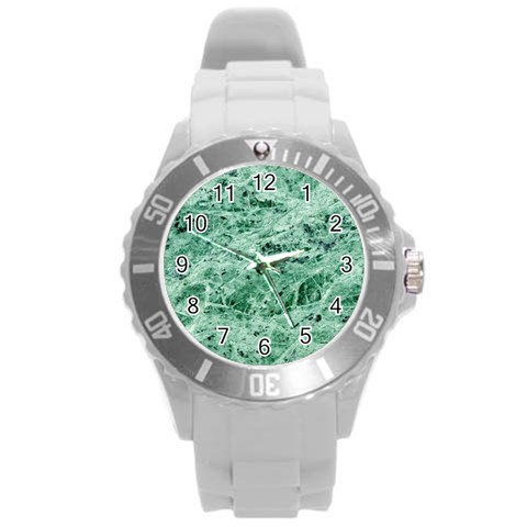 12x12 Gemstone Green Marble Round Plastic Sport Watch Large from ArtsNow.com Front