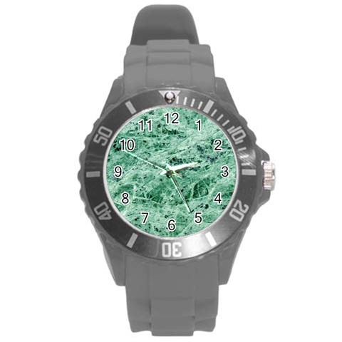 12x12 Gemstone Green Marble Round Plastic Sport Watch Large from ArtsNow.com Front