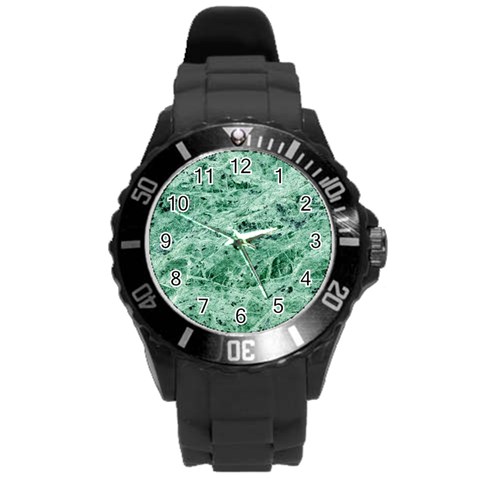 12x12 Gemstone Green Marble Round Plastic Sport Watch Large from ArtsNow.com Front