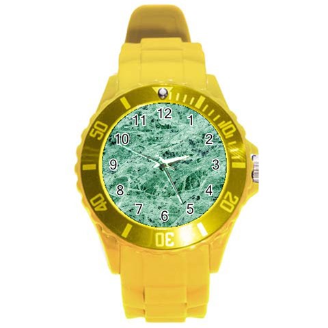 12x12 Gemstone Green Marble Round Plastic Sport Watch Large from ArtsNow.com Front