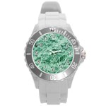 12x12 Gemstone Green Marble Round Plastic Sport Watch Large