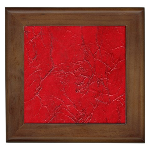 Leather Look & Skins Cracked Red Leather Framed Tile from ArtsNow.com Front