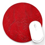 Leather Look & Skins Cracked Red Leather Round Mousepad