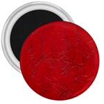 Leather Look & Skins Cracked Red Leather 3  Magnet