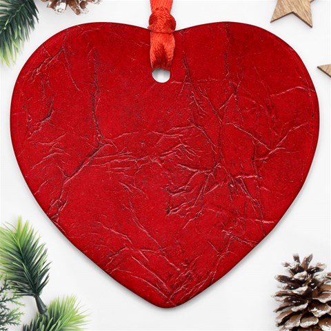 Leather Look & Skins Cracked Red Leather Ornament (Heart) from ArtsNow.com Front