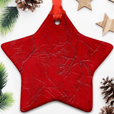 Leather Look & Skins Cracked Red Leather Ornament (Star) from ArtsNow.com Front