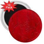 Leather Look & Skins Cracked Red Leather 3  Magnet (10 pack)