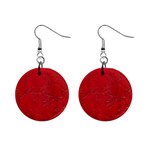 Leather Look & Skins Cracked Red Leather 1  Button Earrings