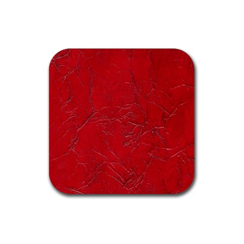 Leather Look & Skins Cracked Red Leather Rubber Coaster (Square) from ArtsNow.com Front