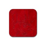 Leather Look & Skins Cracked Red Leather Rubber Coaster (Square)