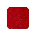 Leather Look & Skins Cracked Red Leather Rubber Square Coaster (4 pack)