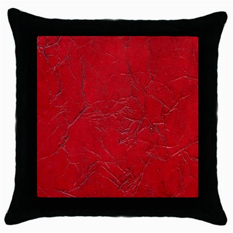 Leather Look & Skins Cracked Red Leather Throw Pillow Case (Black) from ArtsNow.com Front